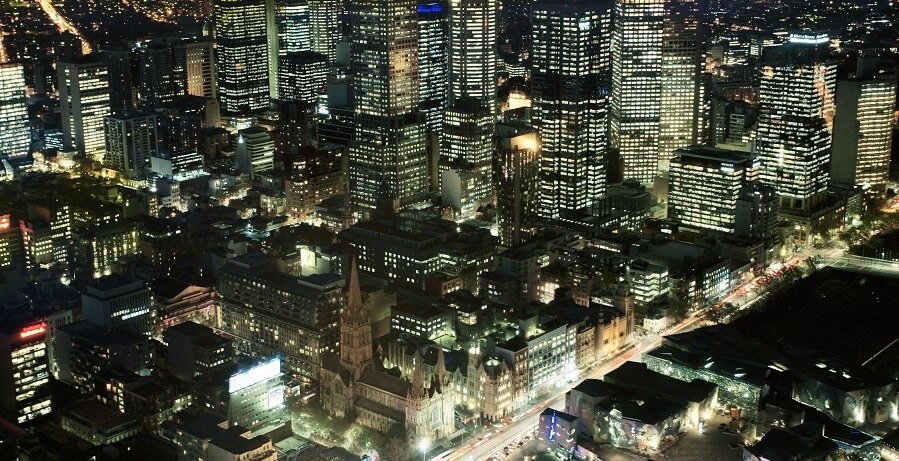 view from eureka tower at night