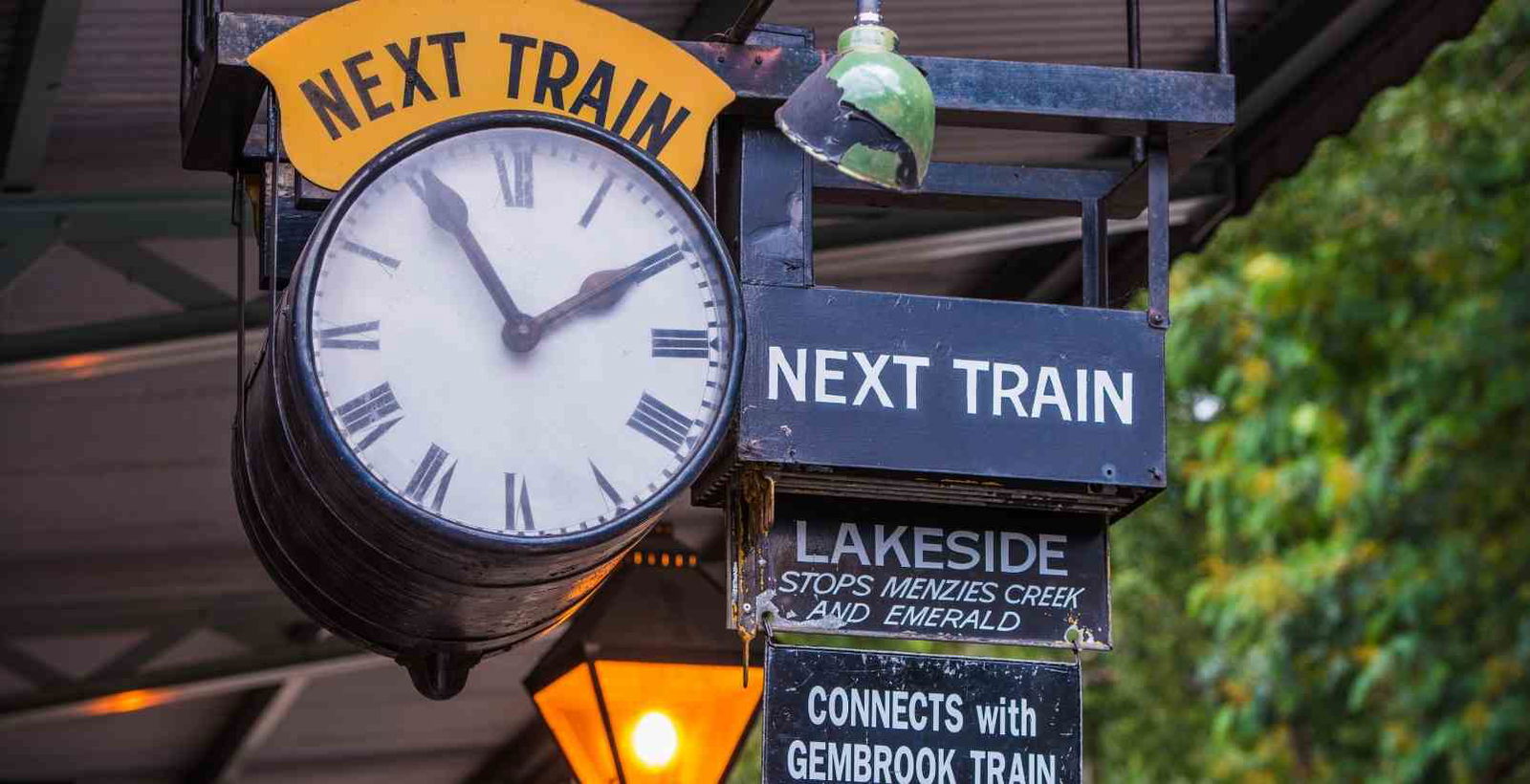Train station clock at puffing billy